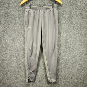 Under Armour Fitted Pants Mens Size Medium Gray Zip Ankle Track  Gym Pockets